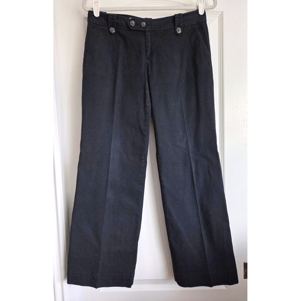 VTG 90s‎ Old Navy Low Waist Stretch Black Wide Leg Chino Trousers Pants Sz 4 Y2K